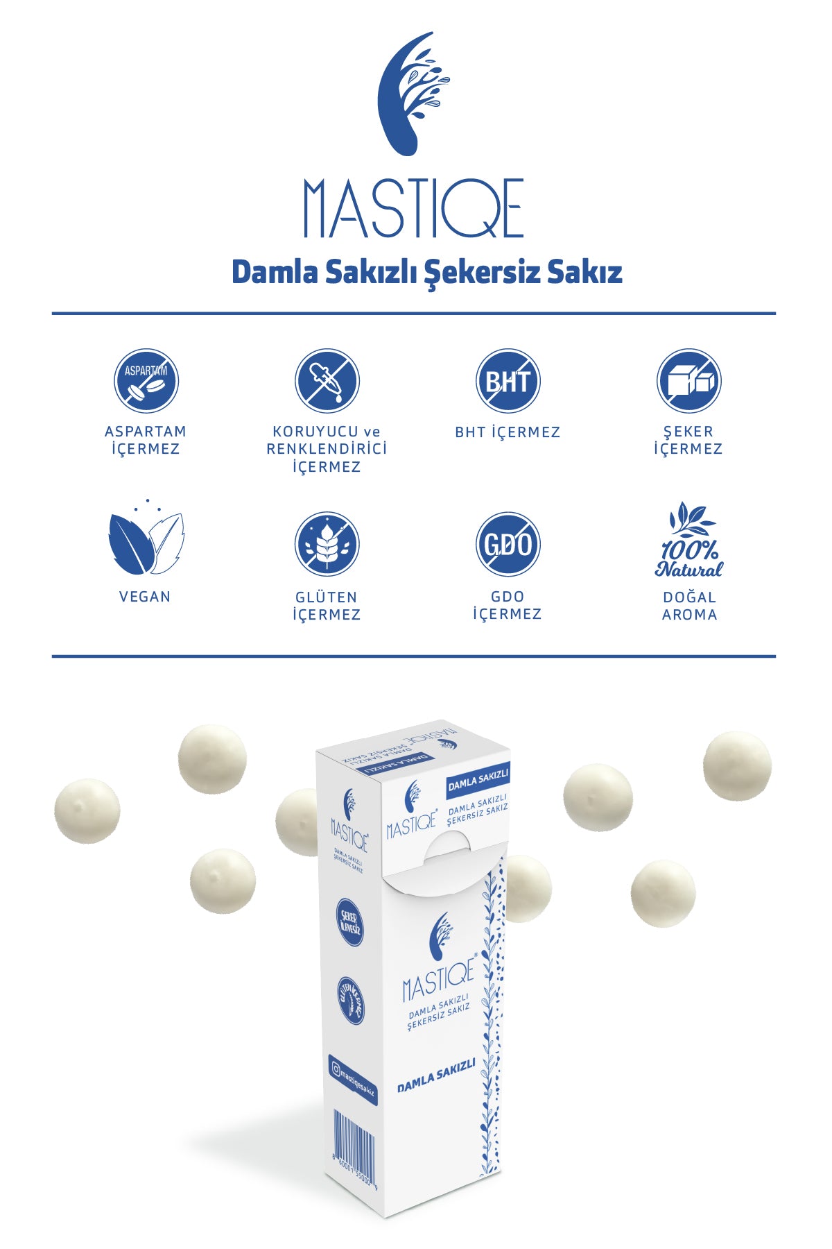Doğal Damla Sakızlı Şekersiz Sakız-Karma 20 Grx12 Adet