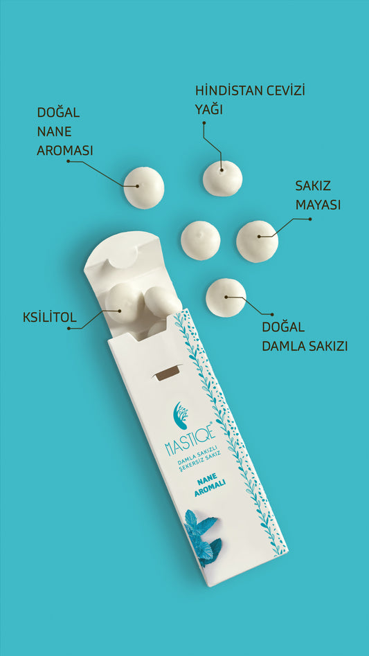 Doğal Nane Aromalı Damla Sakızlı Şekersiz Sakız 20 Grx12 Adet