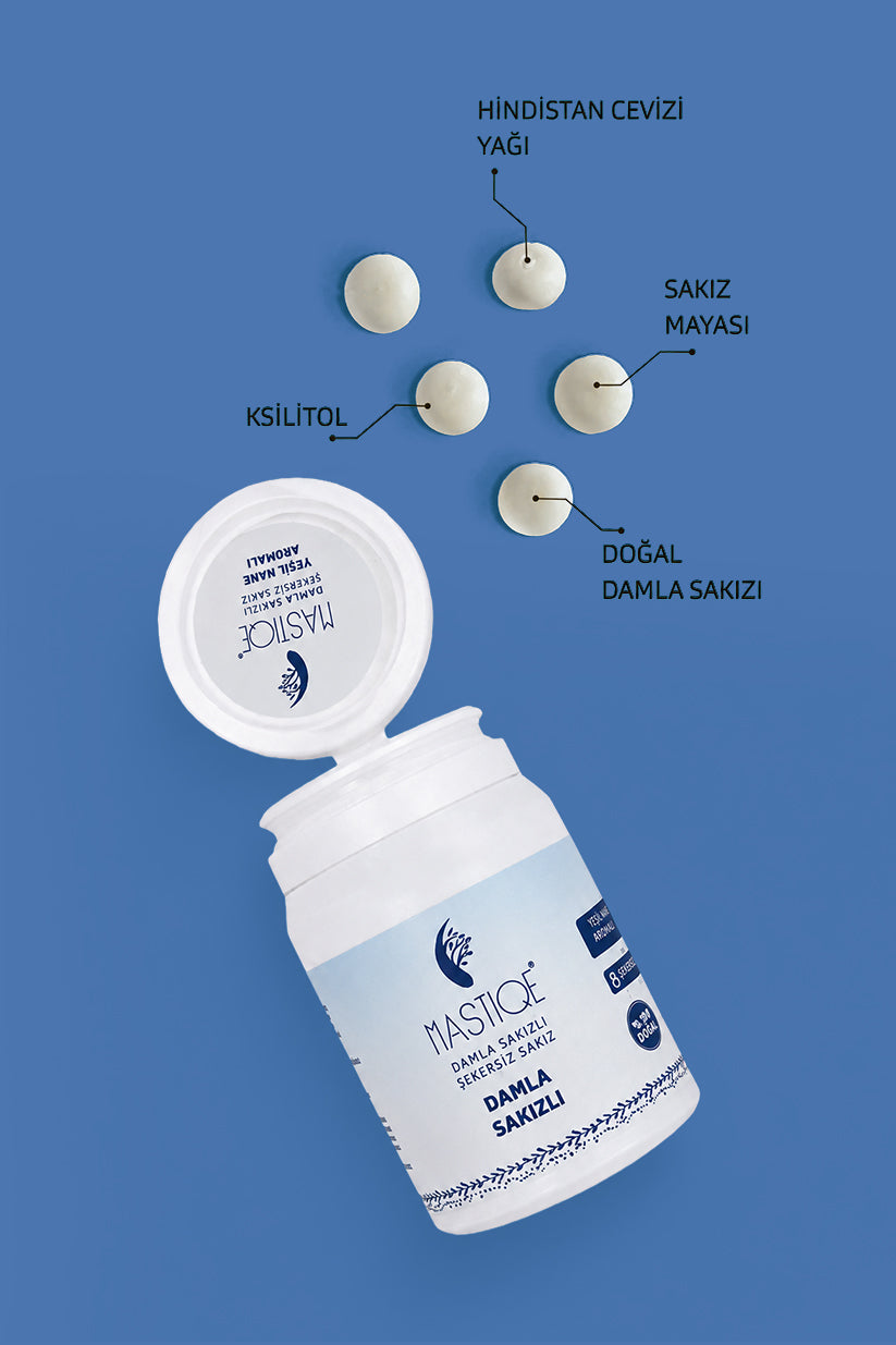 Doğal Damla Sakızlı Şekersiz Sakız-Sade 40Gr Şişex8 Adet