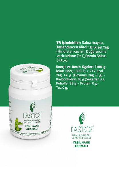 Doğal Yeşil Nane Aromalı Damla Sakızlı Şekersiz Sakız 40 Gr Şişex8 Adet