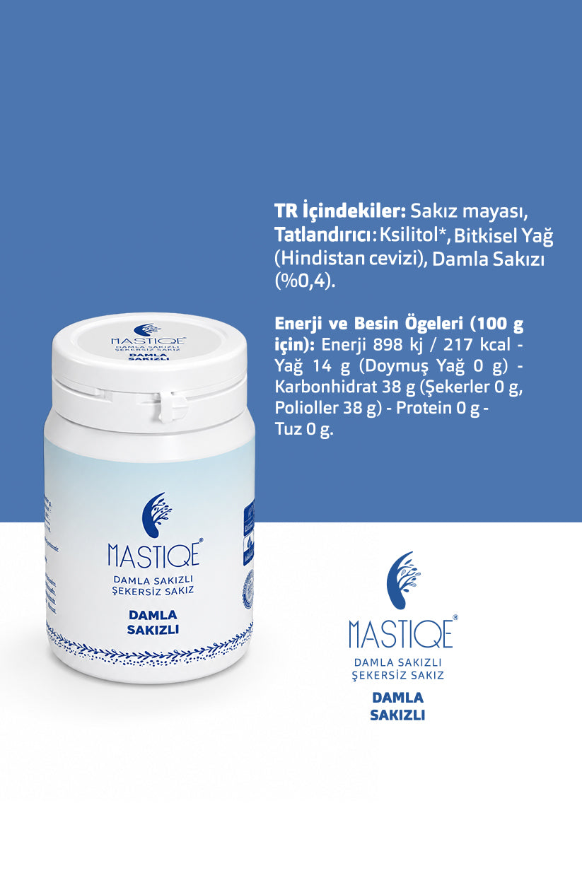 Doğal Damla Sakızlı Şekersiz Sakız-Sade 40Gr Şişex8 Adet