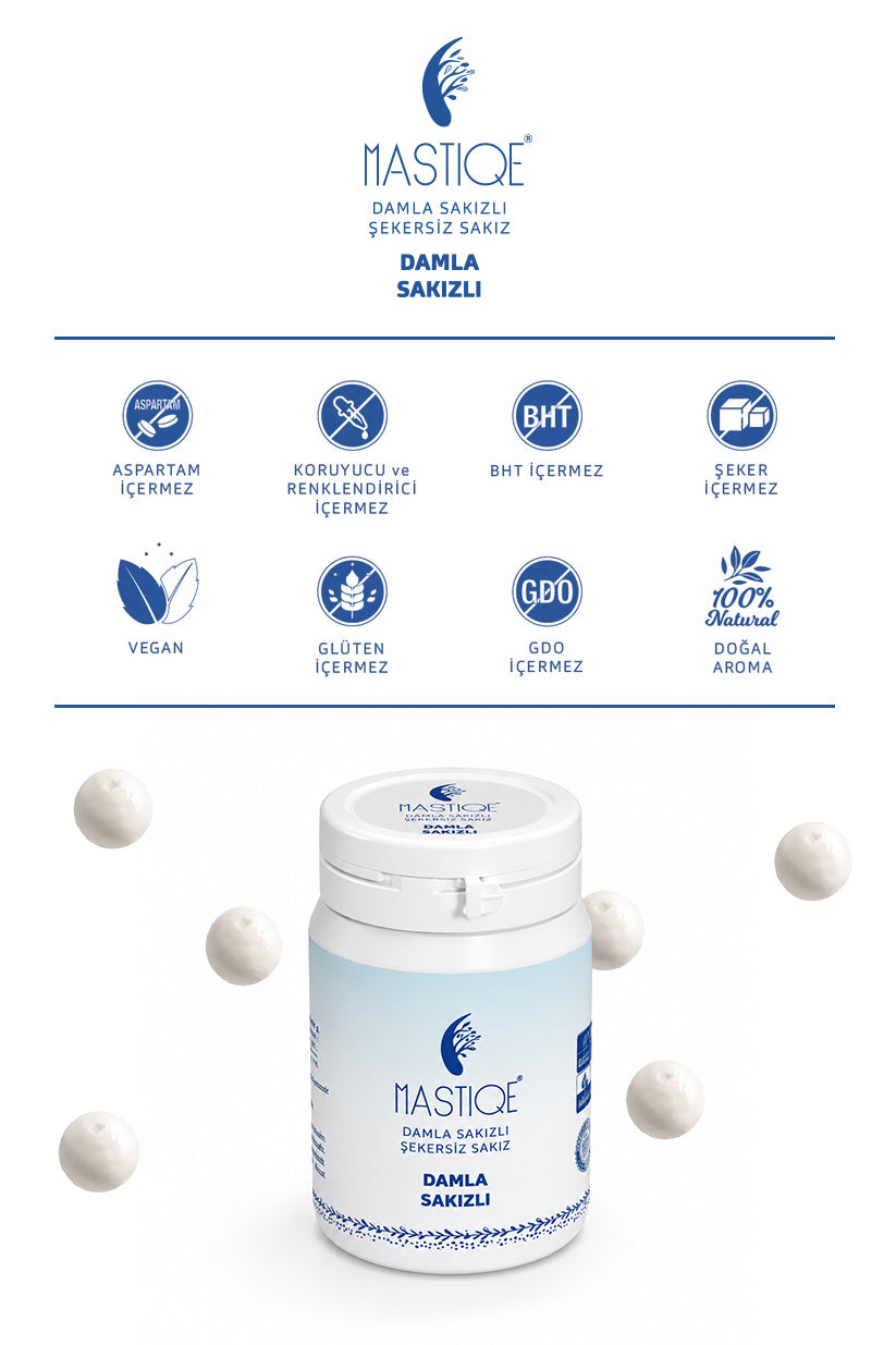 Doğal Damla Sakızlı Şekersiz Sakız-Sade 40Gr Şişex8 Adet