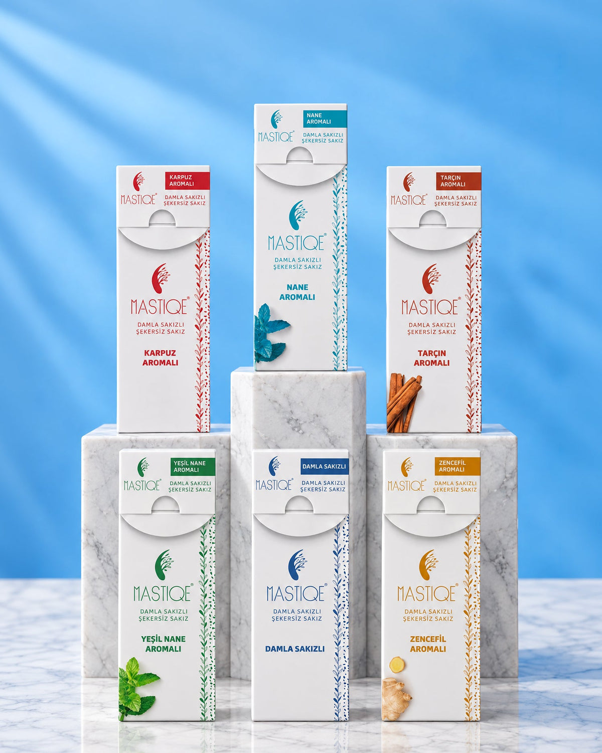 Mastiqe Karma Damla Sakızlı Şekersiz Sakız – 6 Aroma, 20 g × 12 Paket