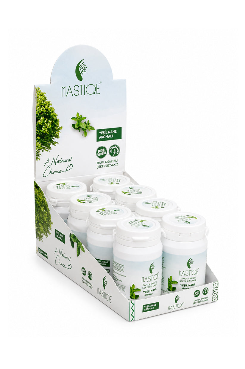 Doğal Yeşil Nane Aromalı Damla Sakızlı Şekersiz Sakız 40 Gr Şişex8 Adet