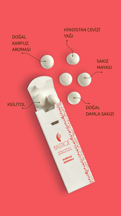 Doğal Karpuz Aromalı Damla Sakızlı Şekersiz Sakız 20 Grx12 Adet