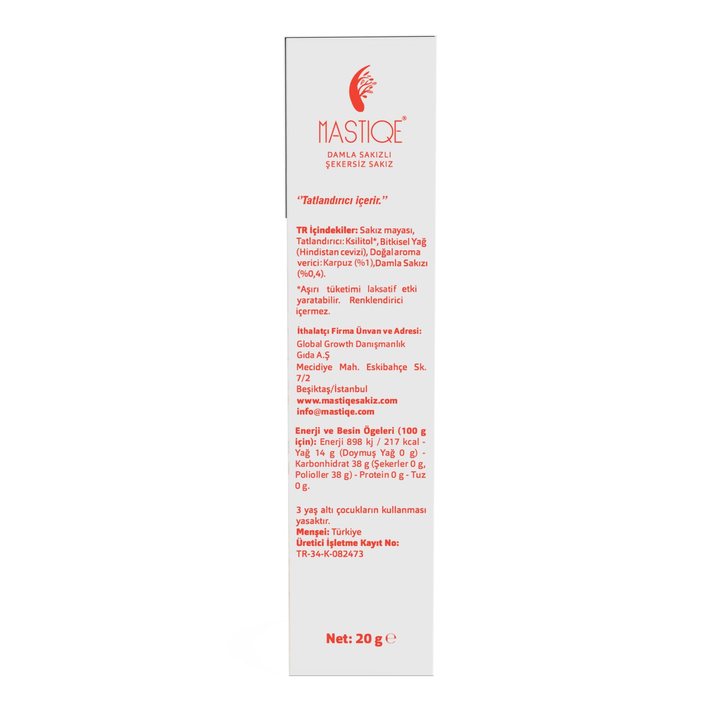Doğal Karpuz Aromalı Damla Sakızlı Şekersiz Sakız 20 Grx12 Adet