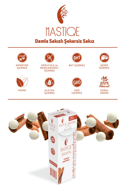Doğal Tarçın Aromalı Damla Sakızlı Şekersiz Sakız 20 Grx12 Adet